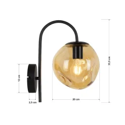 Wandlamp Mats 1-Lichts Amber Glas - Giga Meubel