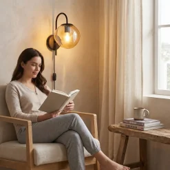 Wandlamp Mats 1-Lichts Amber Glas - Giga Meubel