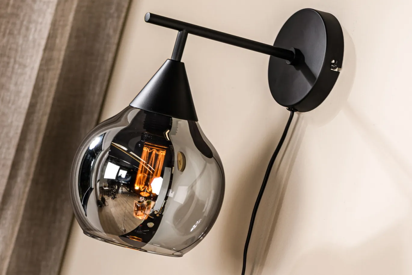 Wandlamp Pleun 1-Lichts Smoke Glas - Giga Meubel
