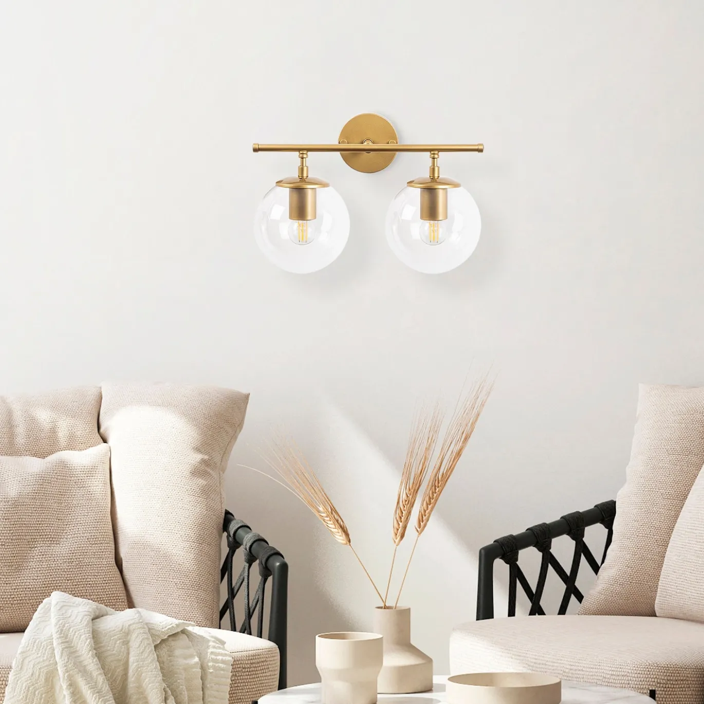 Wandlamp Roe 2-Lichts Shiny Goud