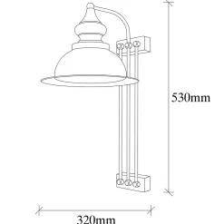 Wandlamp Saglam Antiek Zwart/Goud
