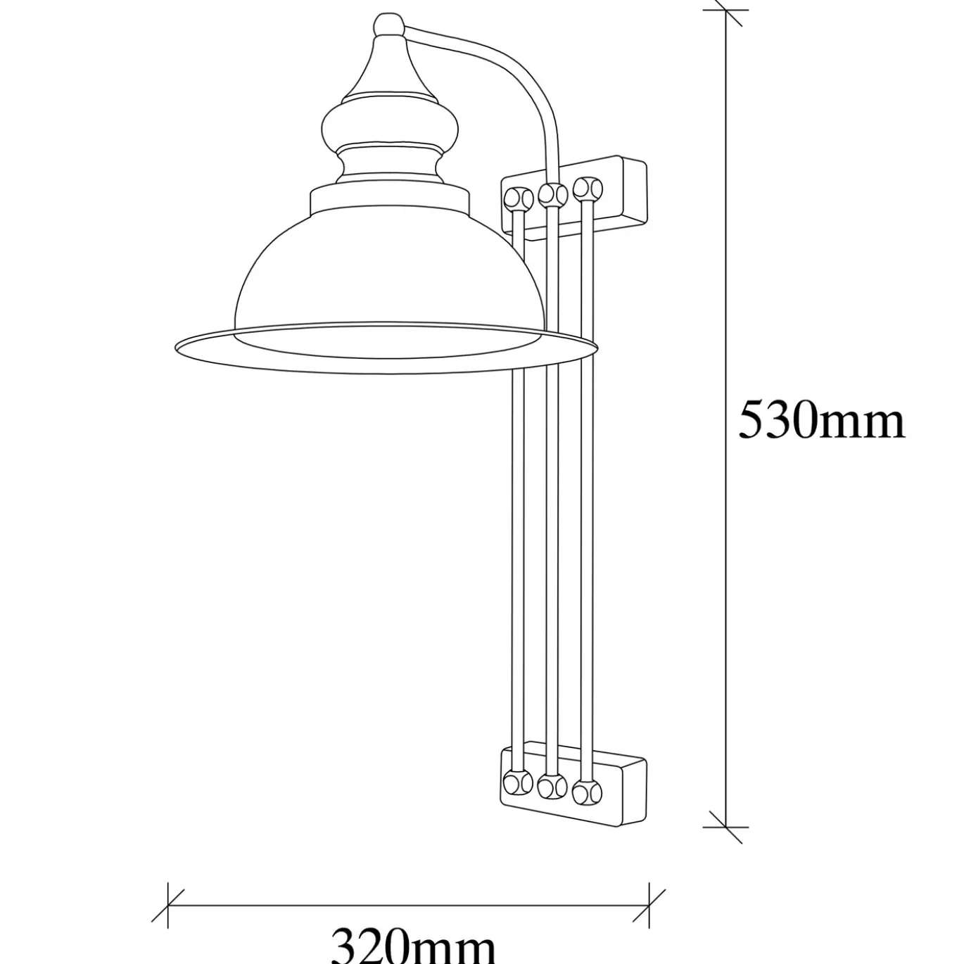 Wandlamp Saglam Antiek Zwart/Goud