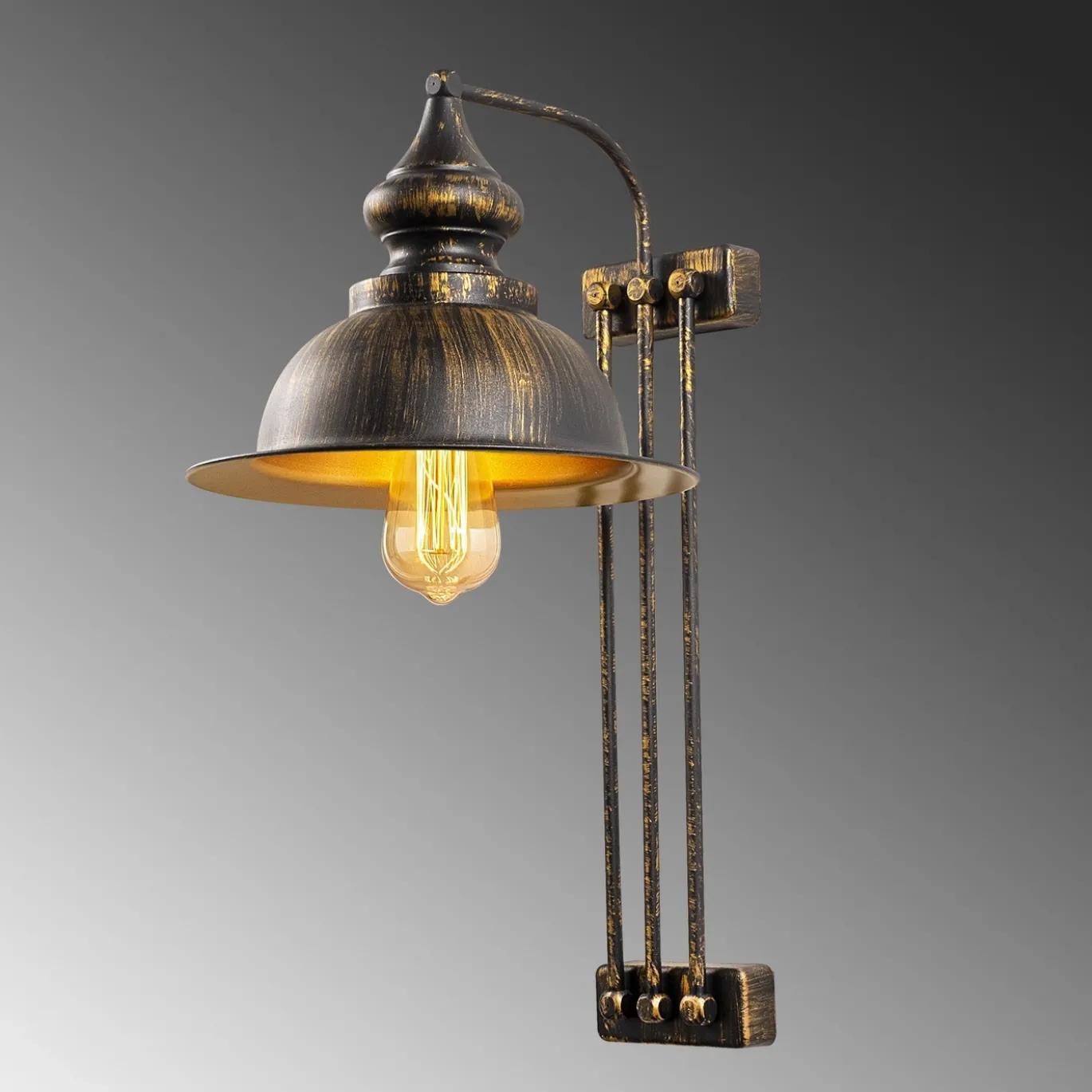 Wandlamp Saglam Antiek Zwart/Goud
