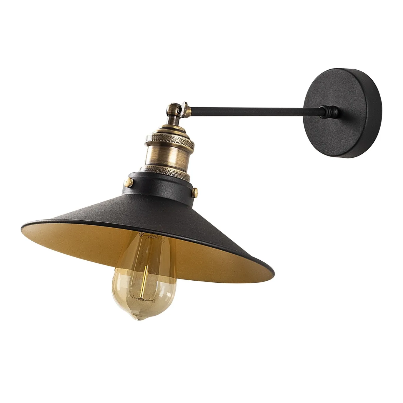 Wandlamp Saglam Dish Zwart/Goud