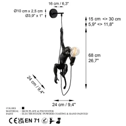 Wandlamp Singe Zwart