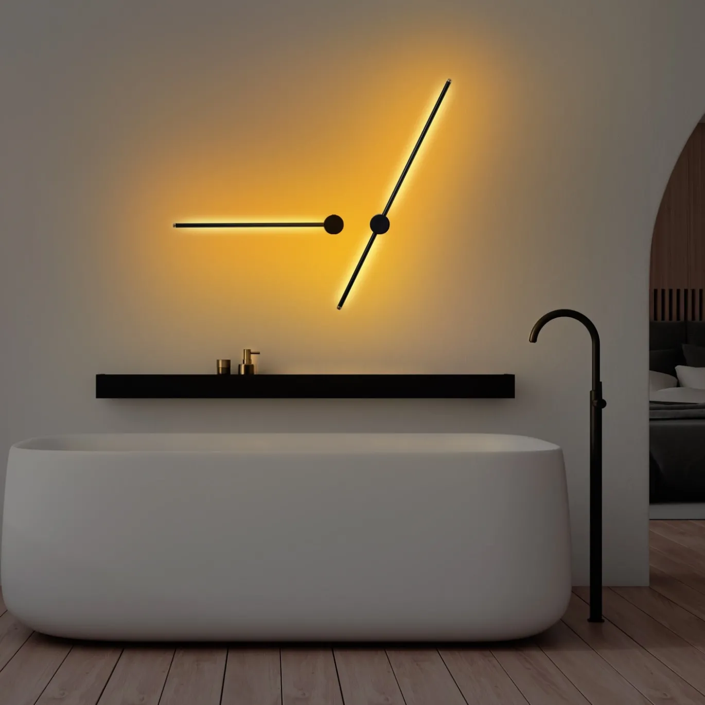 Wandlamp Sword Dual Zwart 91cm