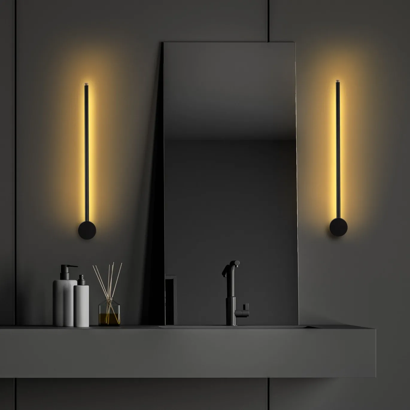 Wandlamp Sword Zwart 62cm