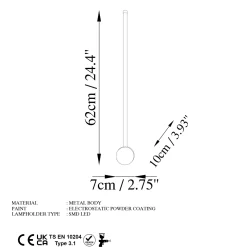 Wandlamp Sword Zwart 62cm