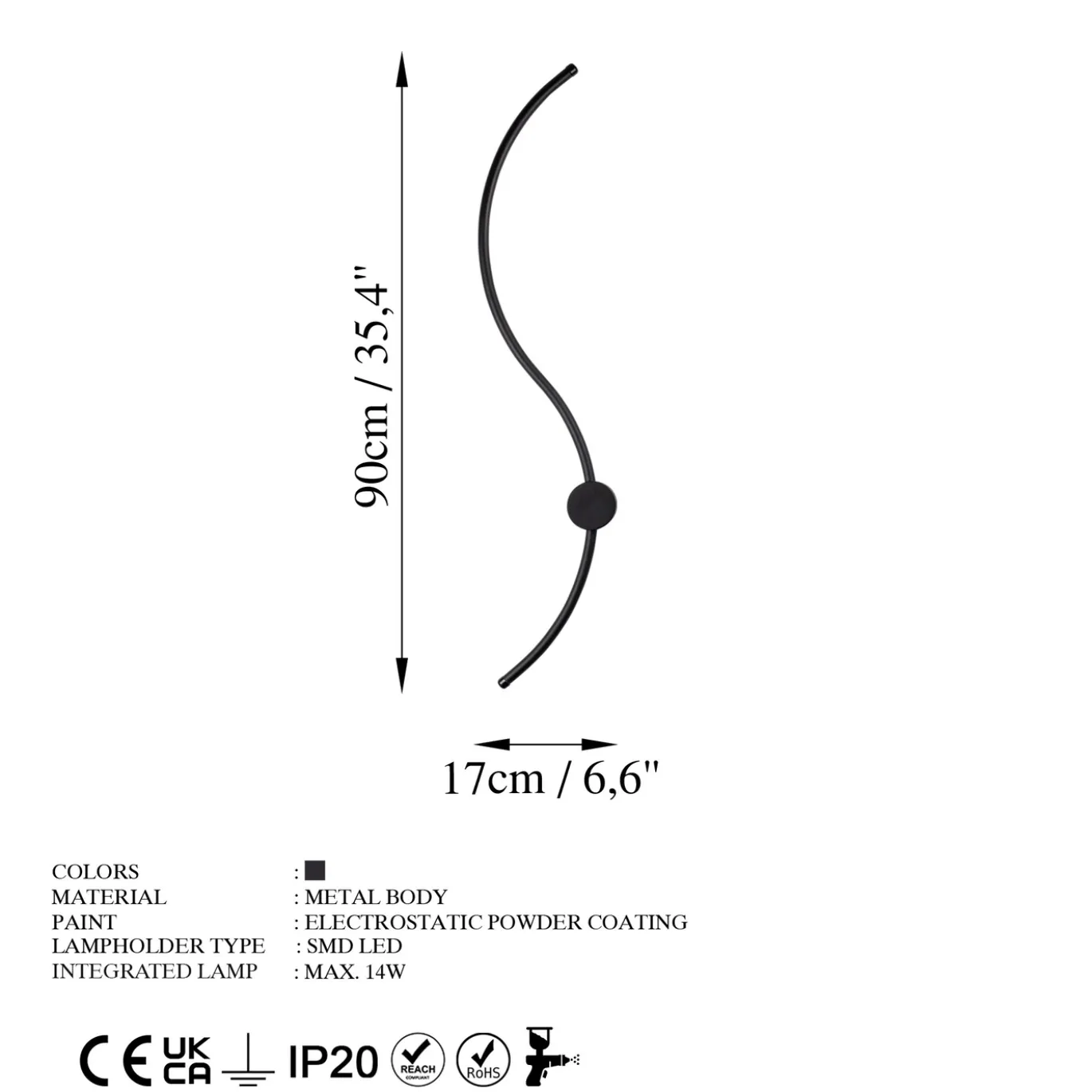 Wandlamp Uyan Zwart