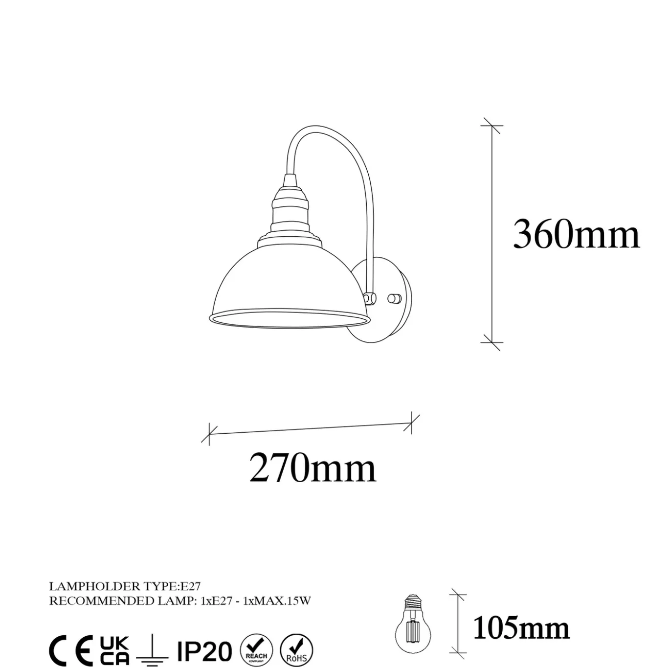 Wandlamp Varzan Zwart