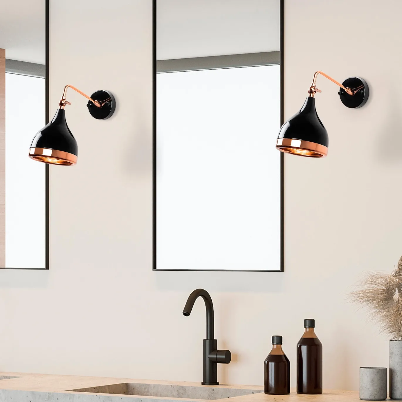 Wandlamp Yildo Zwart/Koper