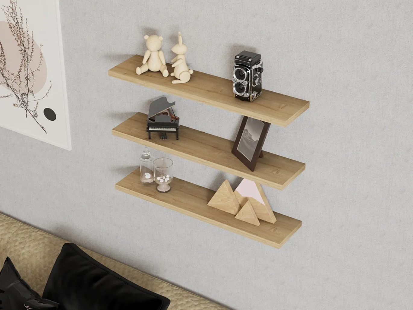 Wandplank Boss Naturel Set van 3