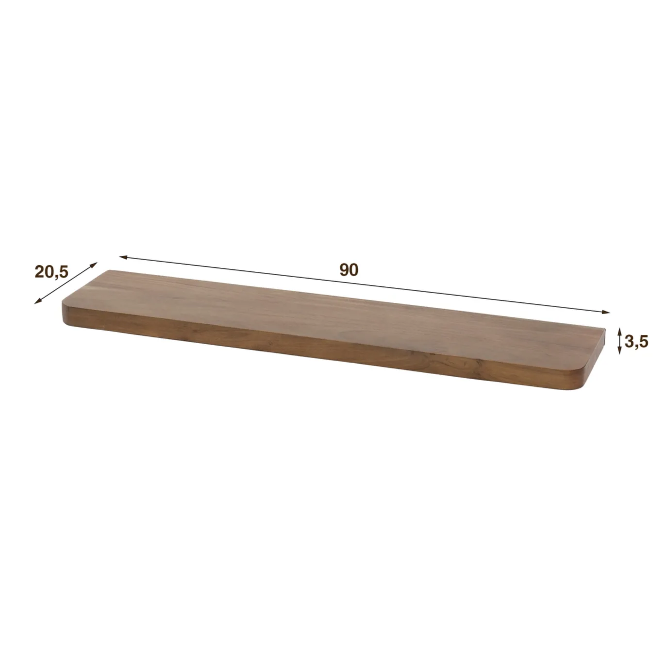 Wandplank Carve 90cm Massief Acacia Bruin - Giga Meubel