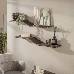 Wandplank Maya Teak S-vorm set van 2 - Giga Meubel