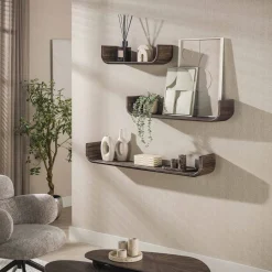 Wandplank Maya Teak U-vorm set van 3 - Giga Meubel