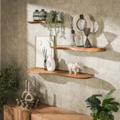 Wandplank Organic Acaciahout Naturel 120cm - Giga Meubel