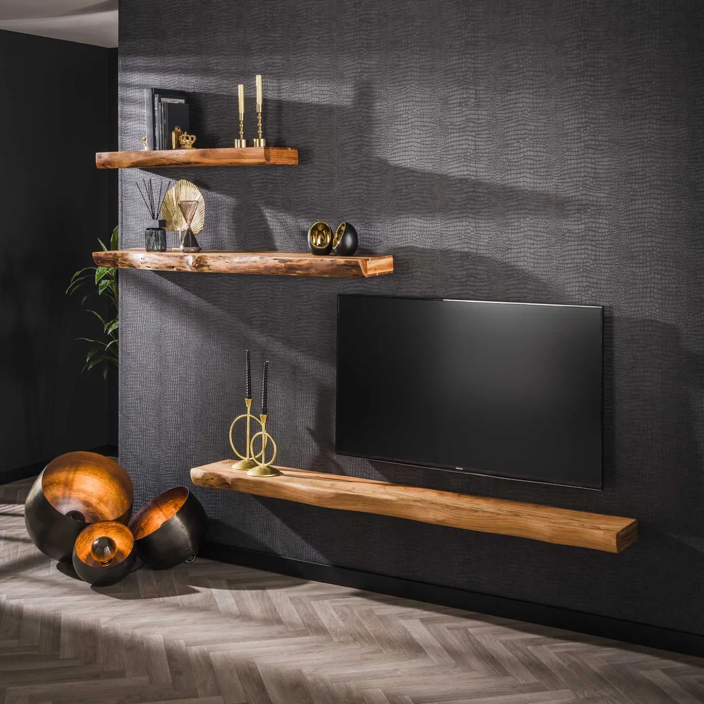Wandplank Tree Acaciahout Naturel 100cm - Giga Meubel