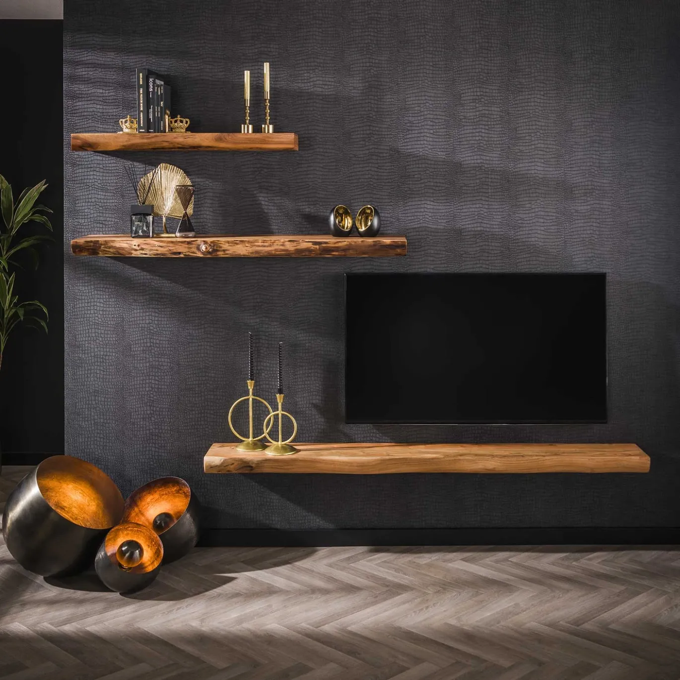 Wandplank Tree Acaciahout Naturel 100cm - Giga Meubel