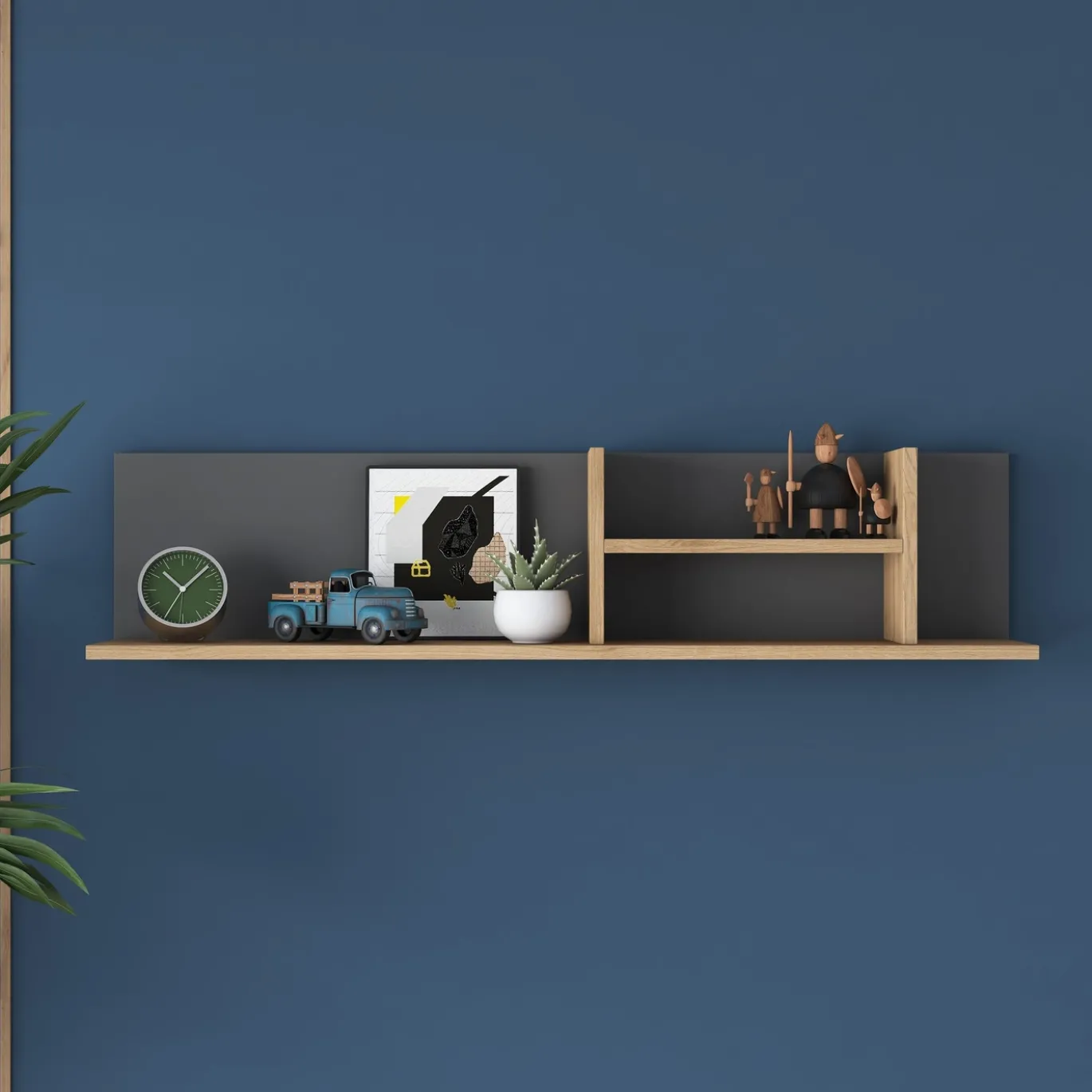 Wandschap Akbez Walnoot/Antraciet