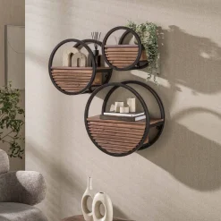 Wandschap Circular 1 lade Ø30cm Acacia Bruin - Giga Meubel