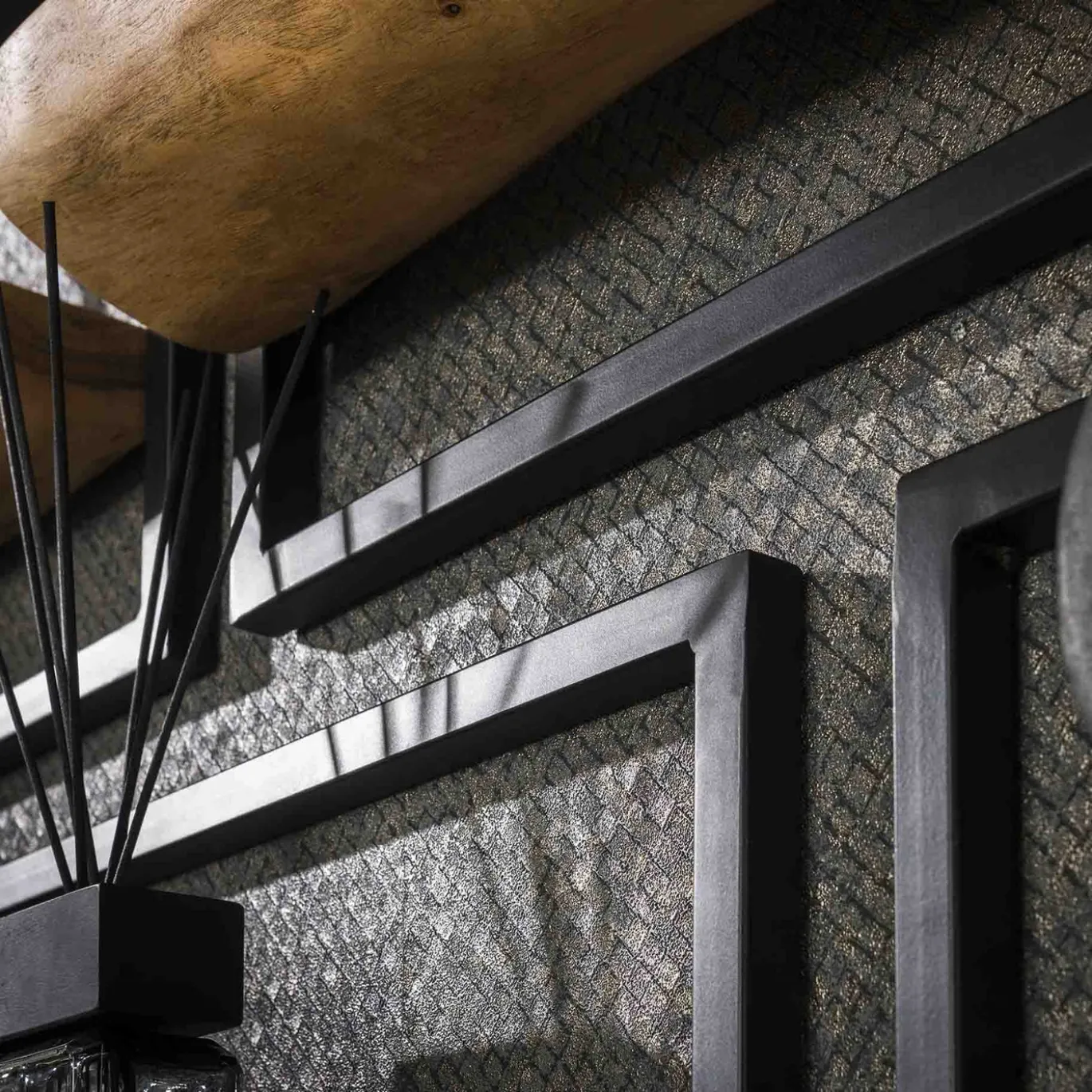 Wandschap Edge Acaciahout Naturel Set van 5 - Giga Meubel