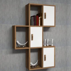 Wandschap Flora Walnoot/Wit