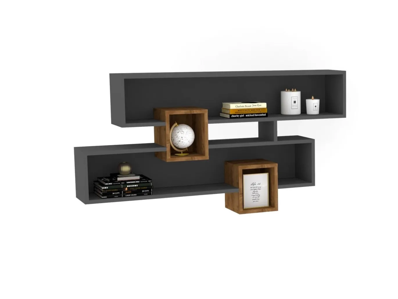 Wandschap Karen Antraciet/Walnoot 120cm
