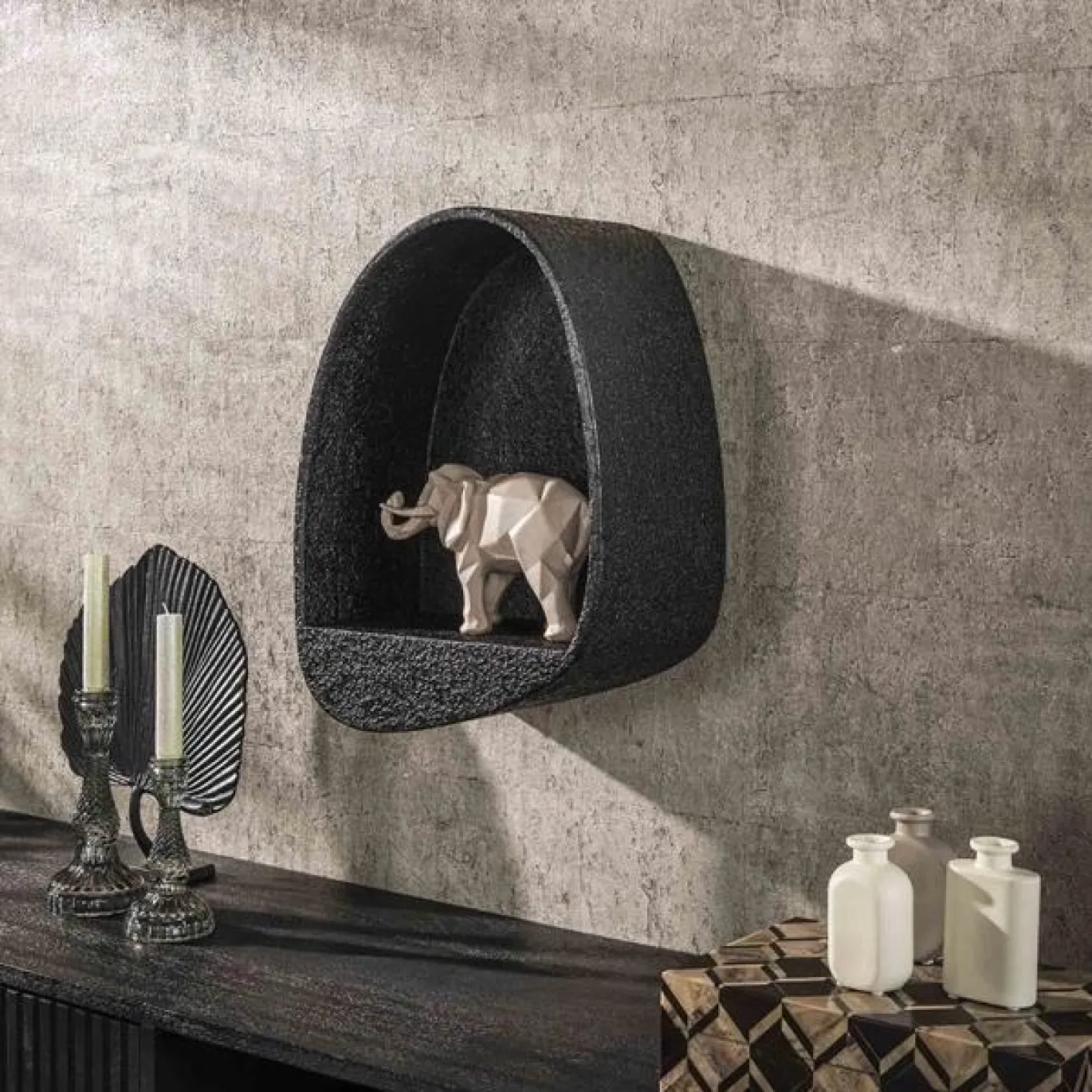 Wandschap Metallic Druppel Grijs - Giga Meubel