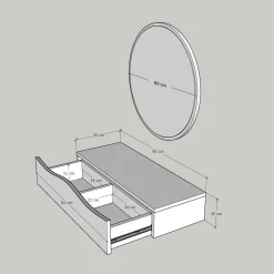 Wandspiegel + Wandschap Princesse Naturel
