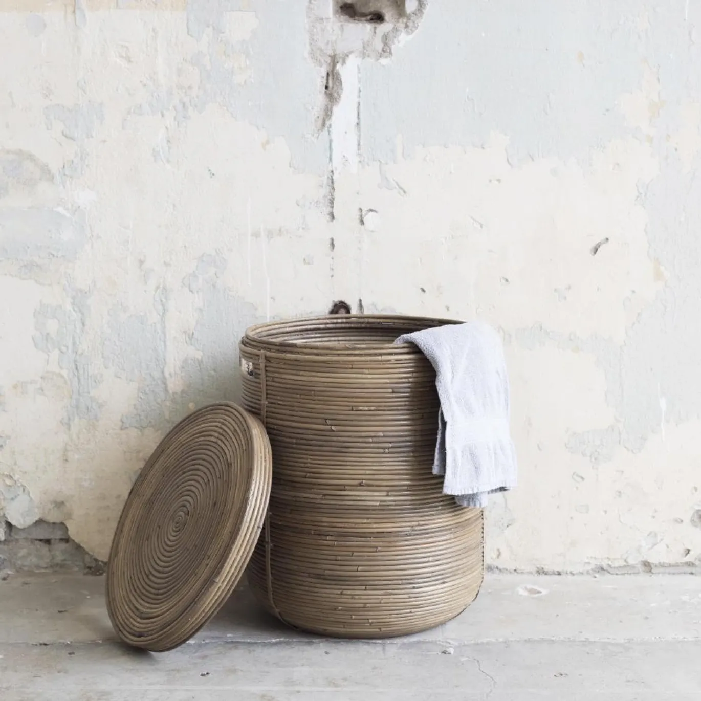 Wasmand Stripe Naturel Groot