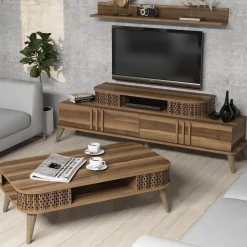 Woonkamer Meubel Set Ely Melamine Walnoot