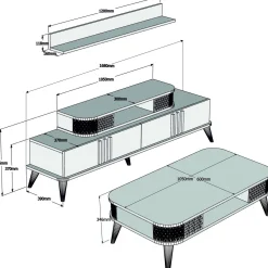 Woonkamer Meubel Set Ely Melamine Walnoot