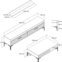 Woonkamermeubelset Istanbul Melamine Walnoot Antraciet