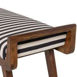 Woood Bankje Valo Hout Bruin Met Streepstof Zwart/wit