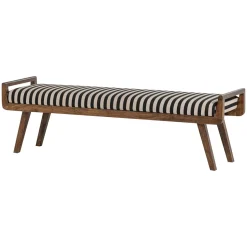 Woood Bankje Valo Hout Bruin Met Streepstof Zwart/wit