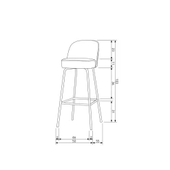 Woood Barstoel Vogue 80cm Fluweel Khaki