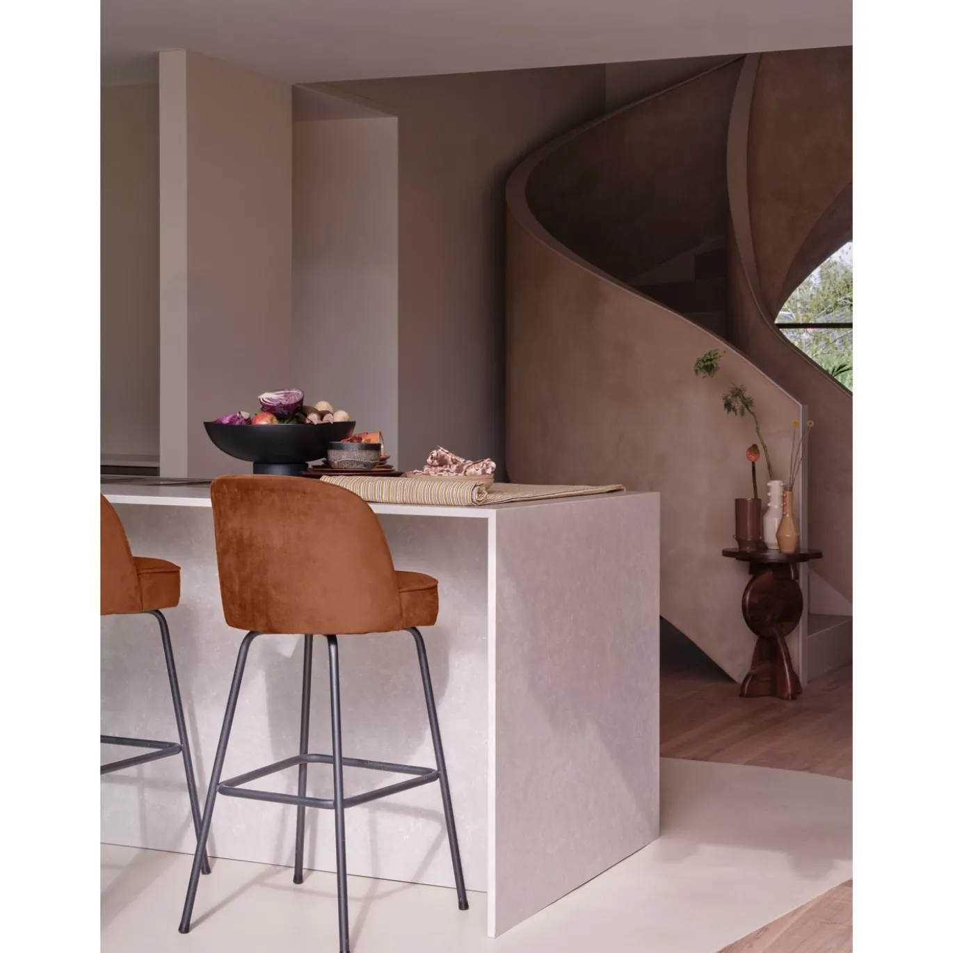 Woood Barstoel Vogue 80cm Fluweel Roest
