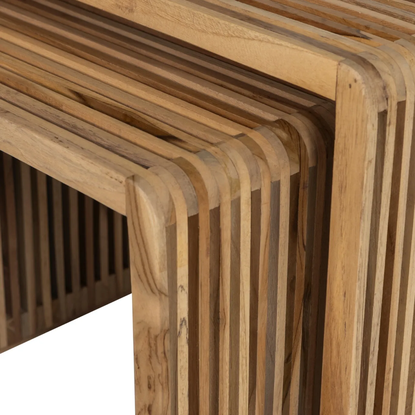 Woood Bijzettafel Jasmijn Recycled Teak Naturel - Set Van 2