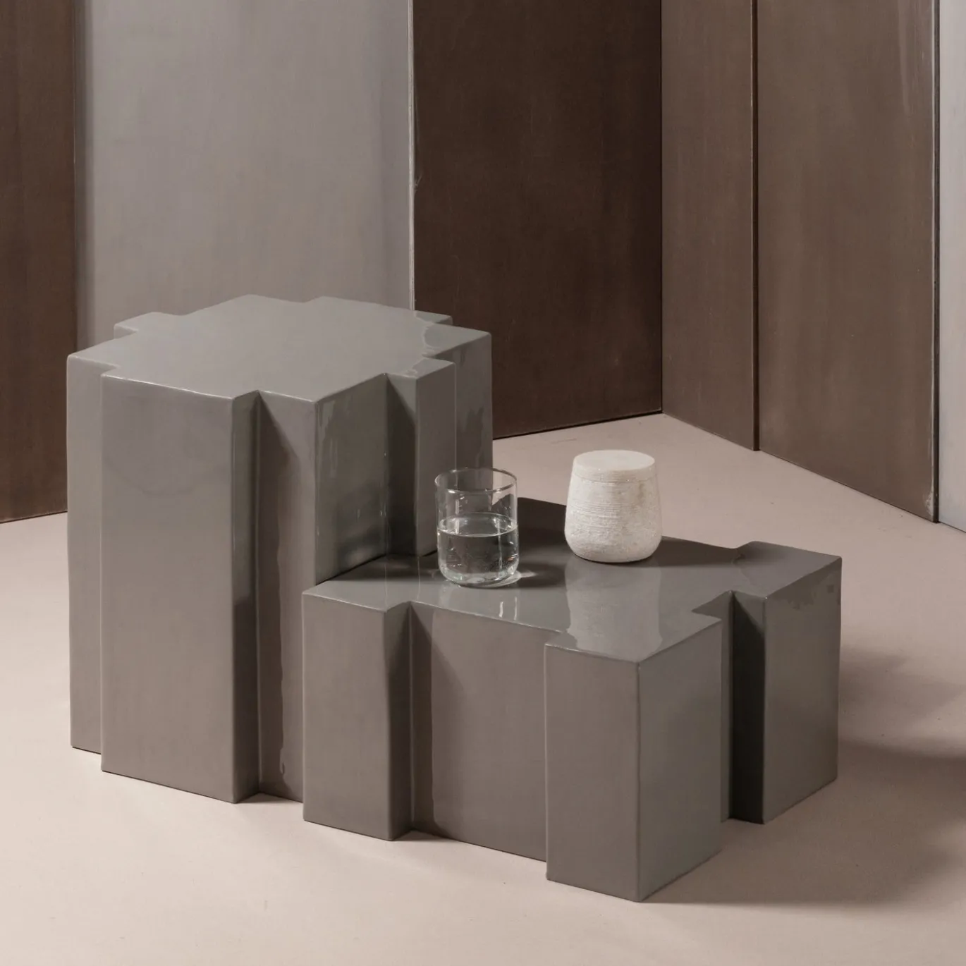 Woood Bijzettafel Jasmin Metaal Grijs Set Van 2