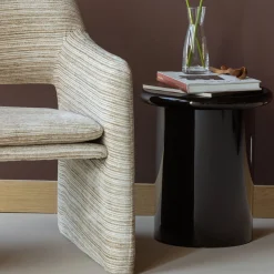 Woood Bijzettafel Mavon MDF Hoogglans Donkerbruin 45xØ40cm