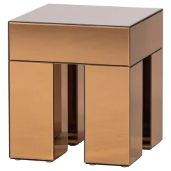 Woood Bijzettafel Mirrox Hout Spiegelglas Bruin