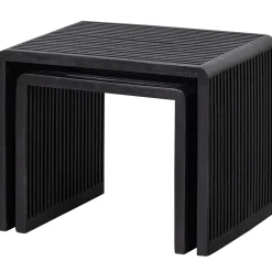 Woood Bijzettafel Willa Recycled Teak Zwart Set van 2