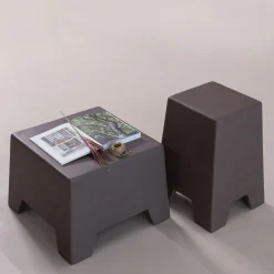 Woood Bijzettafel Zina Laag Cement Bruin