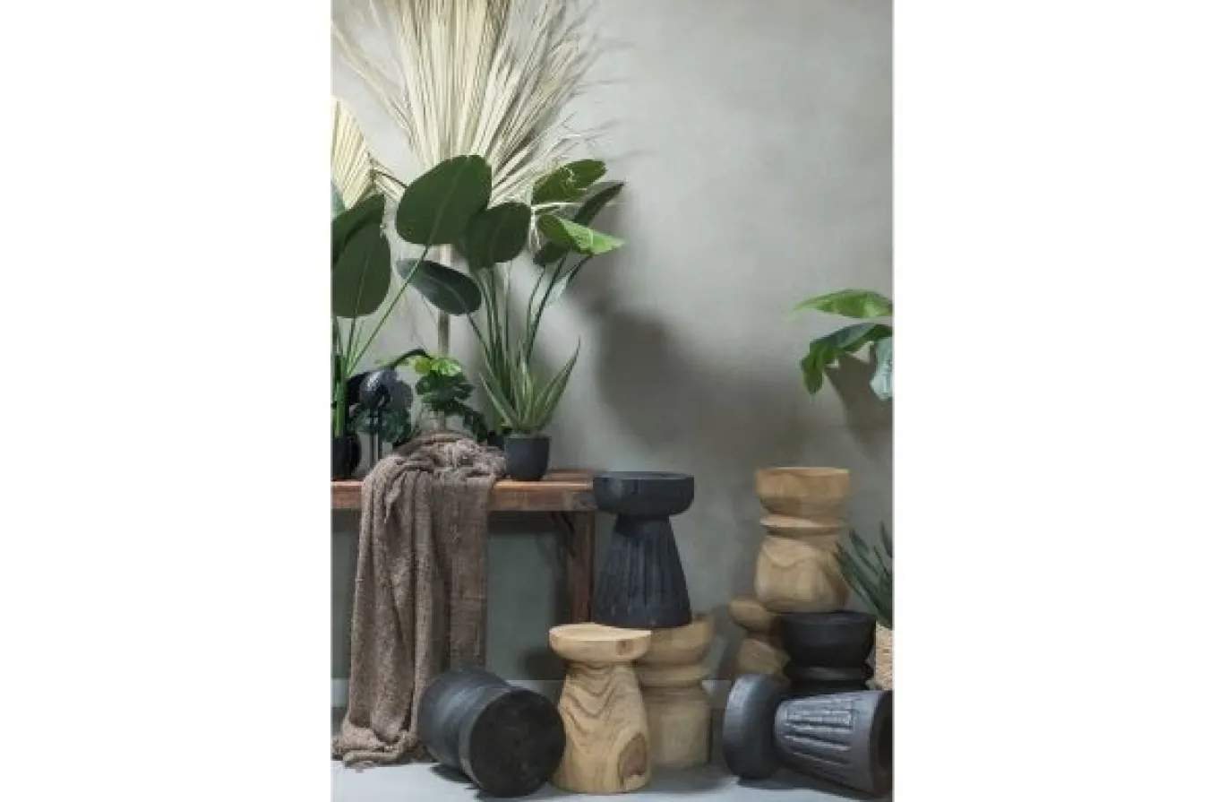 Woood Bikkel Kruk Hout Zwart Ø28cm