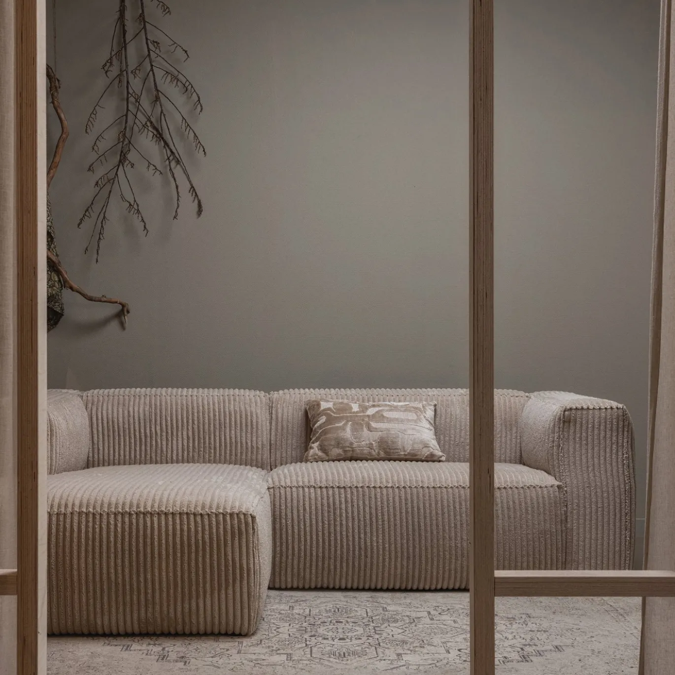 Woood Chaise Longue Bank Bean Links Ribstof Travertin