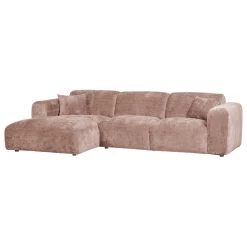 Woood Chaise Longue Bank Cloud Links Chenille Taupe/Roze