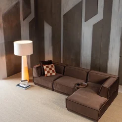 Woood Chaise Longue Bank Manu Rechts Velvet Bruin