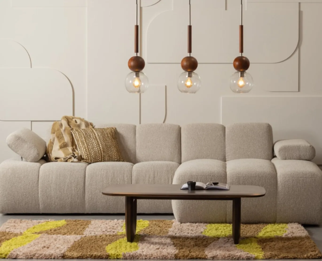 Woood Chaise Longue Bank Mojo Rechts Bouclé Beige