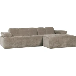 Woood Chaise Longue Bank Mojo Rechts Ribstof Donker Zand