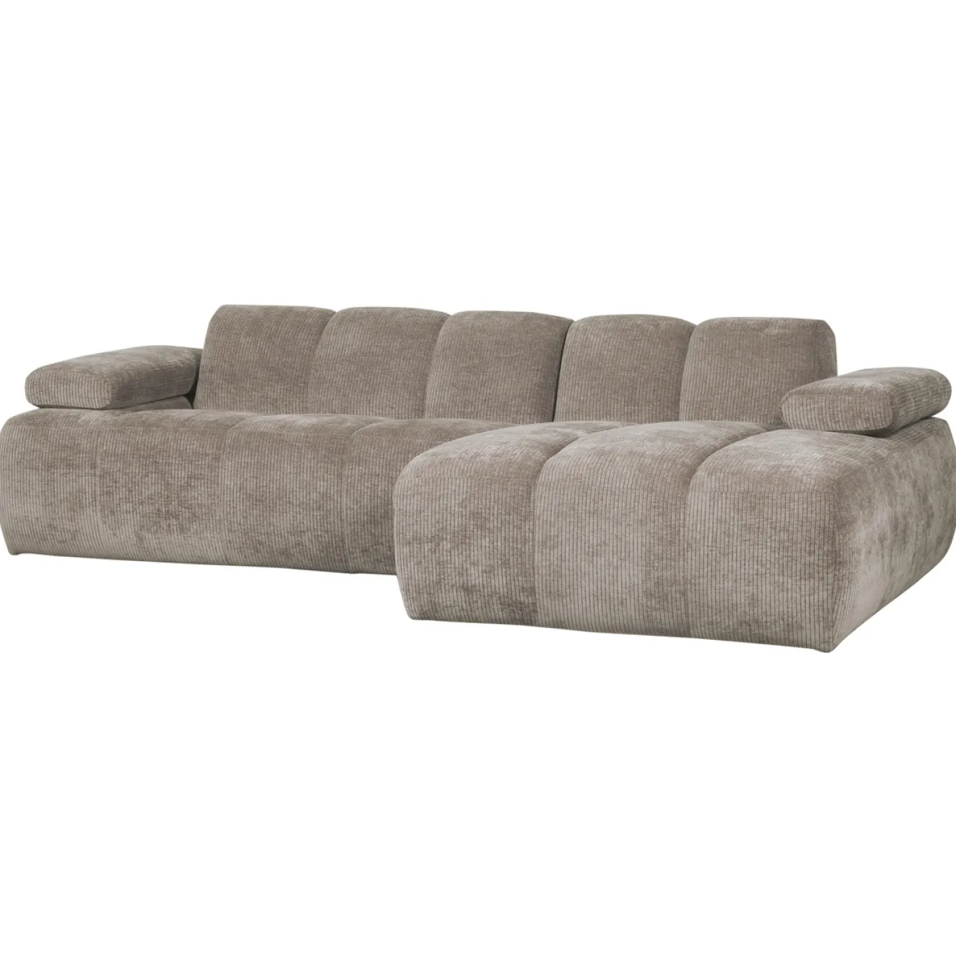 Woood Chaise Longue Bank Mojo Rechts Ribstof Donker Zand